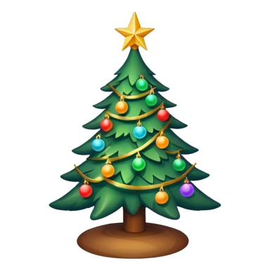 "Christmas tree decorated with lights and ornaments, glowing warmly, festive and colorful, cozy holiday atmosphere, digital illustration, vibrant and cheerful." sticker