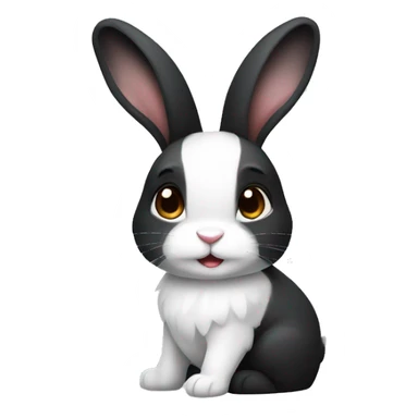 black and white dutch rabbit cute (ios7 style) sticker