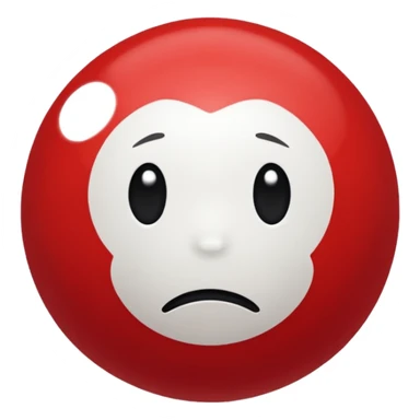 Little red ball with sad face with text: pallina sticker