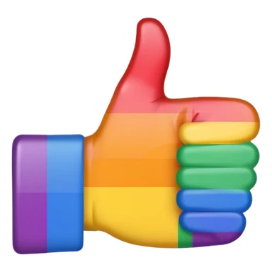 thumbs up emoji with pride flag pattern including trans, black, and intersex colors sticker