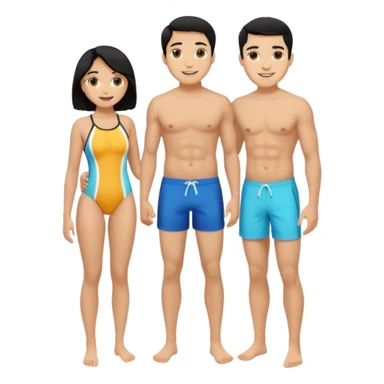 ligh skin black hair man and ligh skin black hair woman swin suit full body sticker
