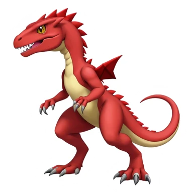  Cool Edgy Maroon Guilmon-Charmeleon-Digimon-Fakemon-Velociraptor full body sticker