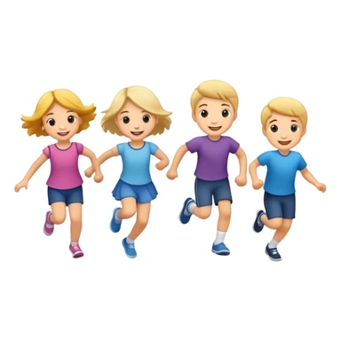 group of children skipping together, fun and friendly sticker