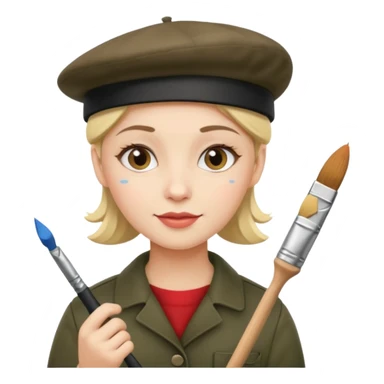 artist with beret and painter sticker