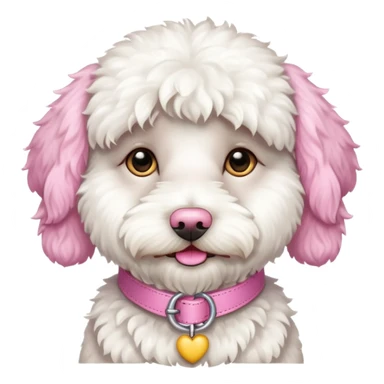 white labradoodle dog pink collar sticker