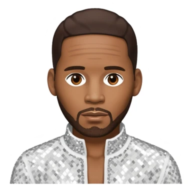 R Kelly with dark brown hair, white sequin outfit sticker