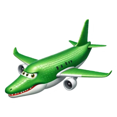 A airplane but the head is a green crocodile  sticker