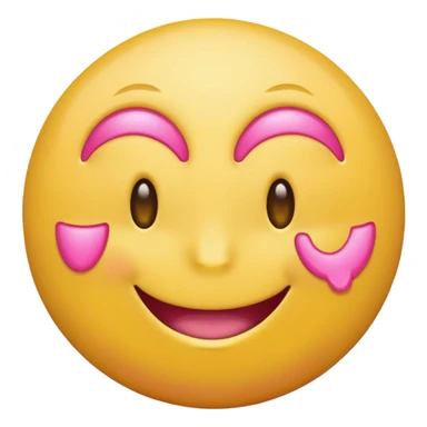 smiling yellow round emoji with pink money signs as eyes, slightly open mouth sticker