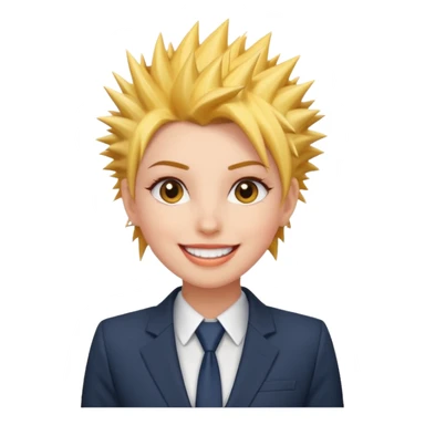 fat spiky haired happy woman with suit sticker
