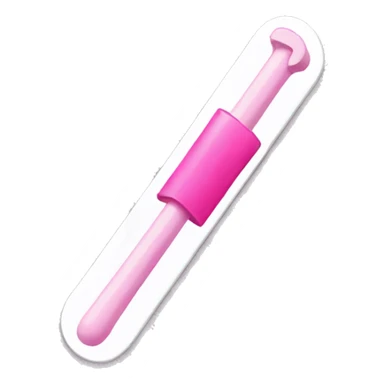 White flat plastic stick with pink end and pink positive sign sticker