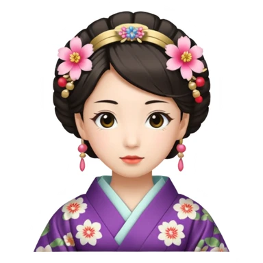 Japanese Princess with floral hairpin sticker