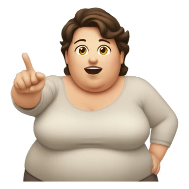middle aged overweight brunette pointing surprised at what she sees sticker