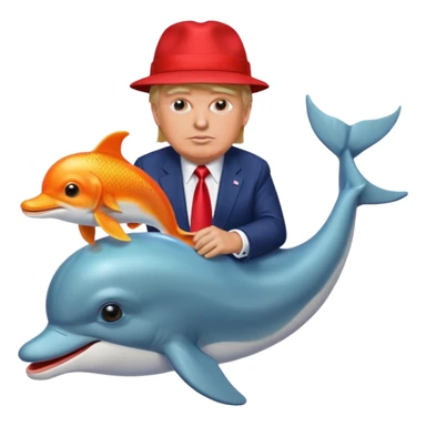 trump at walmart while riding a dolphin and eating goldfish  sticker