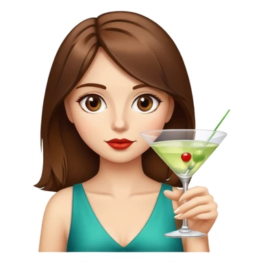 Girl with brown hair drinking a martini sticker