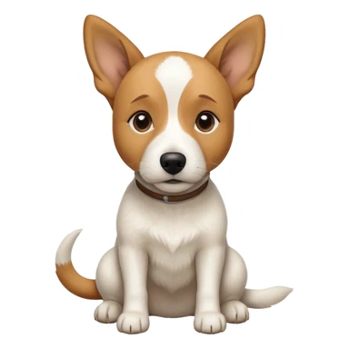 a full body facing front on of a buff white beagle cross jack russell terrier looking dog the size of a kelpie with light brown long ears resting on its face and a light brown patch above one eye and a large snout. the rest of the dog is completely white.  sticker