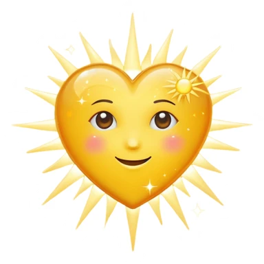 yellow heart with a sun and sparkles sticker