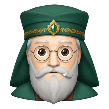 albus dumbledore long beard from harry potter with dark green turkish fez hat and decorative motifs, no gem sticker