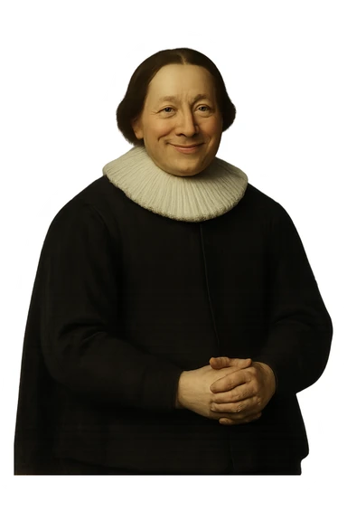 сгенерируй изображение в таком же стиле как на референсе, чтобы мужчина с референса стоял со сложенными руками, смотрел на нас и улыбался. фон прозрачный sticker