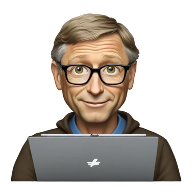bill gates with microsoft surface pro sticker
