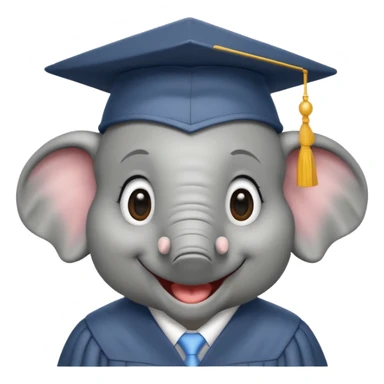 happy elephant wearing a graduation cap sticker