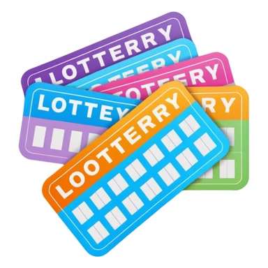Create blank lottery coupons fanned out, clean and colorful, with different header colors and simple grid sections. No numbers, no text—just empty fields and a lottery-ticket layout. Bright, modern, and on a neutral background. sticker