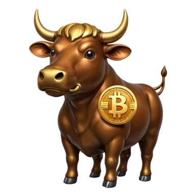 bull holding a bitcoin coin sticker