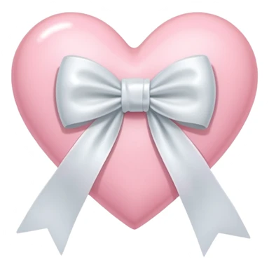 Pastel pink heart with white ribbon sticker