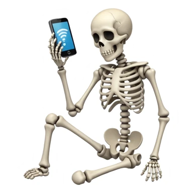 Sad Skeleton Grabs A No Wifi Cellphone And Hotspot sticker