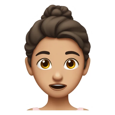 ballerina with dark brown hair with a very shocking stressed facial expresion sticker