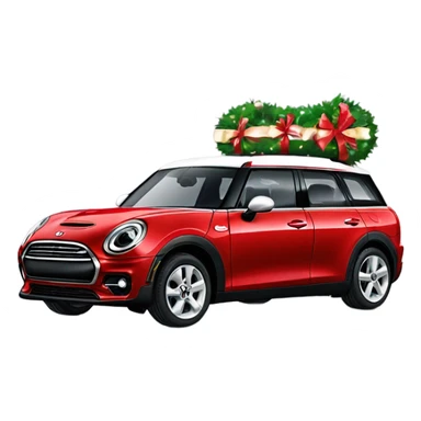 Red Mini Cooper clubman decorated for Christmas  sticker