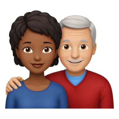 mixte couple black girl  with short hair , dark haired older white man sticker
