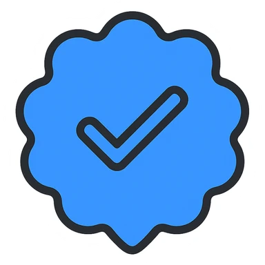 Instagram blue verification checkmark badge, clean and modern, suitable for use as an icon or emoji sticker
