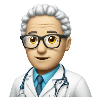 a brain being a doctor with glasses sticker