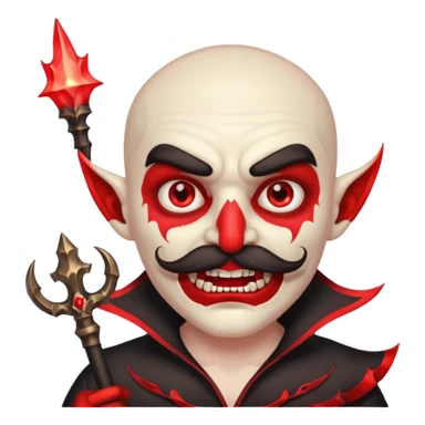 human colored demon with mustache and wand sticker