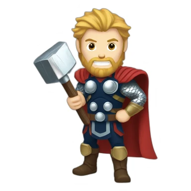 Thor holding his Stormbreaker hammer sticker