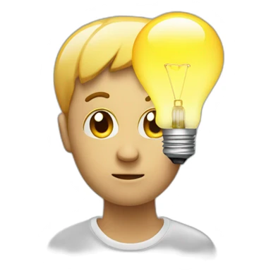 Pensive face with lightbulb on top of the head  sticker