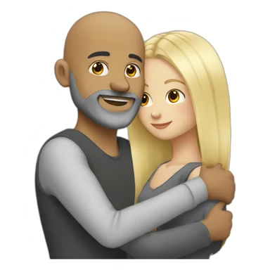 bald with dark grey beard with joung blonde girl hugging sticker