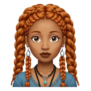 A black female with ginger boho braids and a nose piercing and septum piercing  sticker