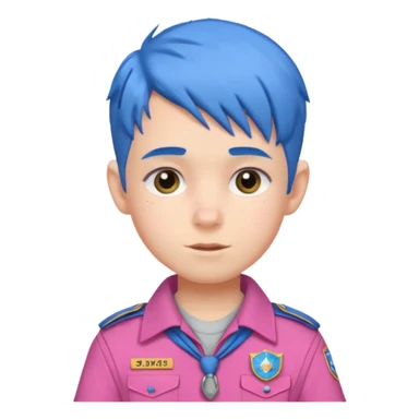 scout boy with very pink scout uniform, blue haired sticker