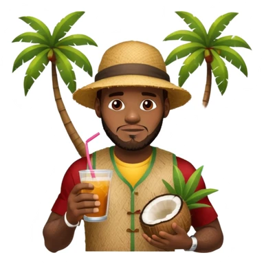 LeBron on a island drinking something out of a coconut  sticker
