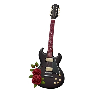 black and maroon guitar with roses sticker