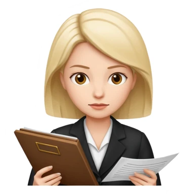 female lawyer reading a document sticker