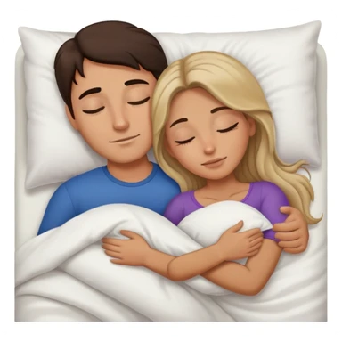 Man with dark brown hair and woman with long dark blonde hair in bed cuddling and sleeping  sticker