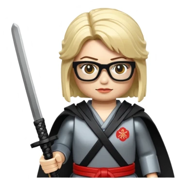 lego Samurai with glasses, Warrior in samurai armor, female, with katana sticker