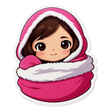 Girl wrapped in fuzzy blanket sticker