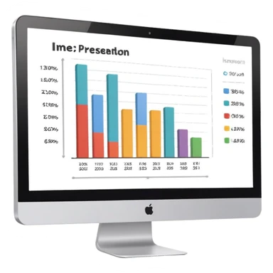 computer screen displaying a single presentation slide with a title line and a chart  sticker