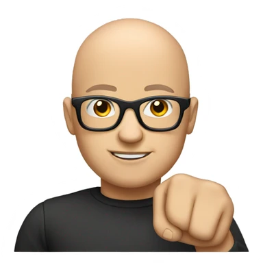 Bald person with glasses raising fist sticker