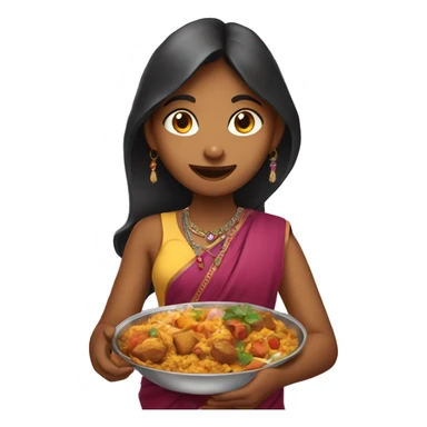 Indian girl that is eating some indian food sticker