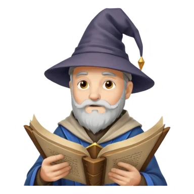 Old Scholar Wizard – gray beard, reading ancient scroll. sticker
