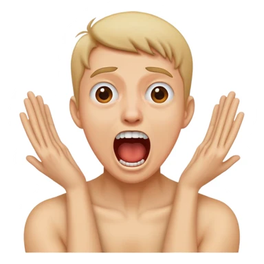 person grabbing their own neck and making a silly screaming face  sticker